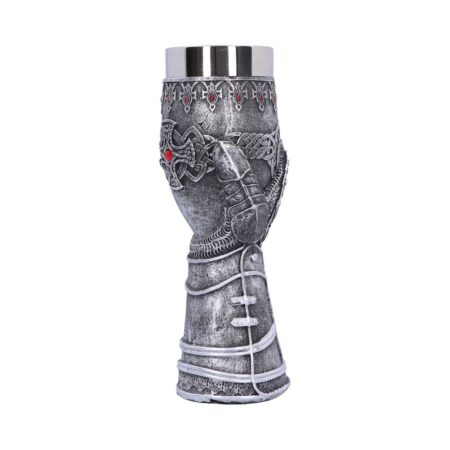 Medieval knight gauntlet wine goblet hand painted
