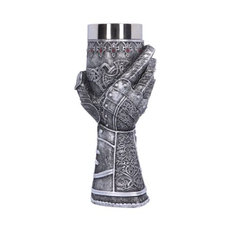 Medieval knight gauntlet wine goblet hand painted
