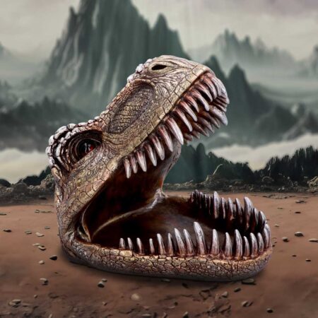 Metallic tyrannosaurus rex head trinket dish