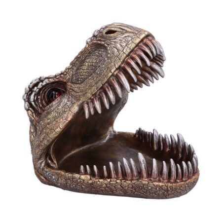 Metallic tyrannosaurus rex head trinket dish