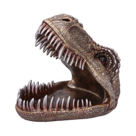 Metallic tyrannosaurus rex head trinket dish