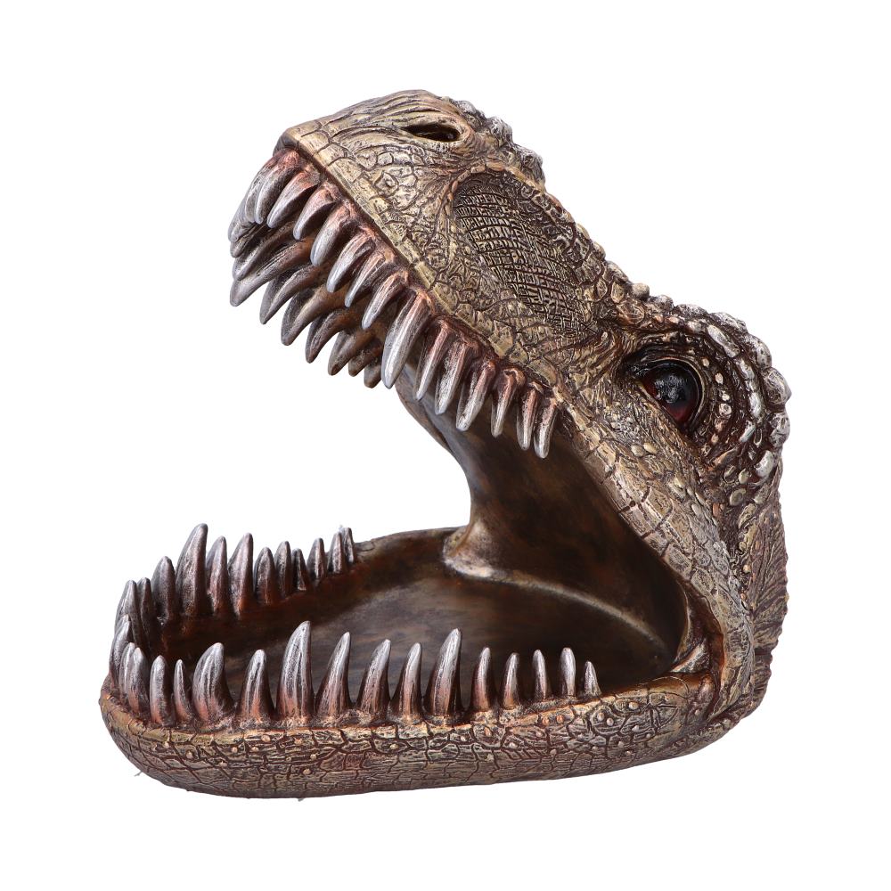 Metallic tyrannosaurus rex head trinket dish