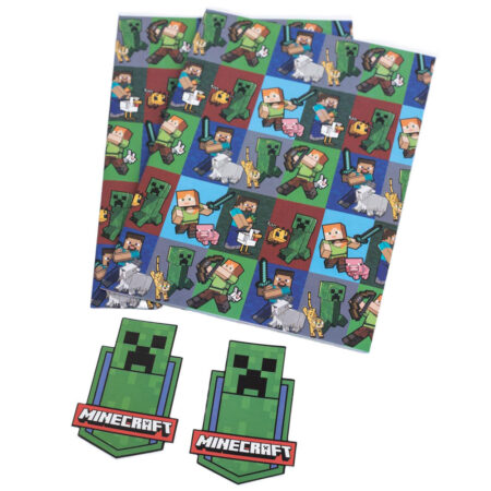Minecraft Characters Gift Wrap with Tags: 3 - Gift Wrap & Bags By Minecraft