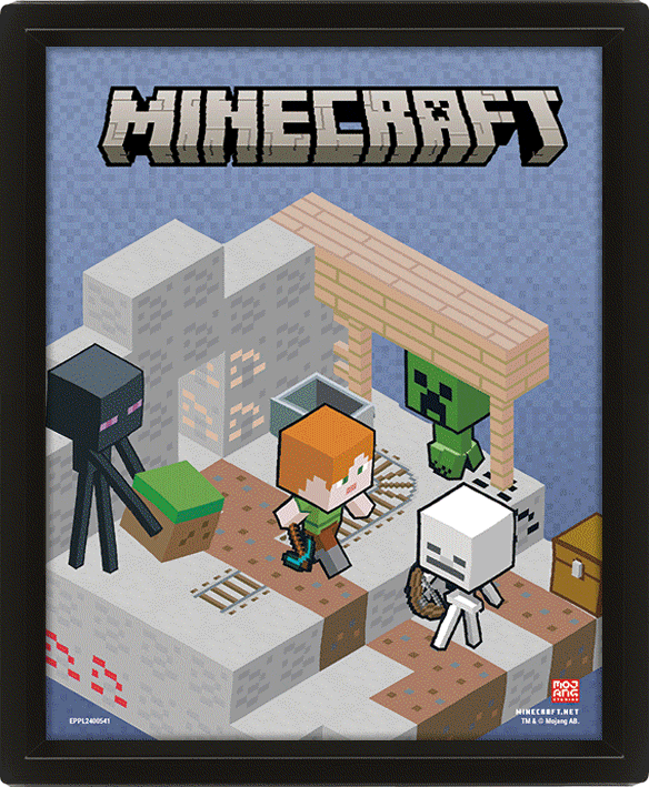 Minecraft terrain framed 3d picture