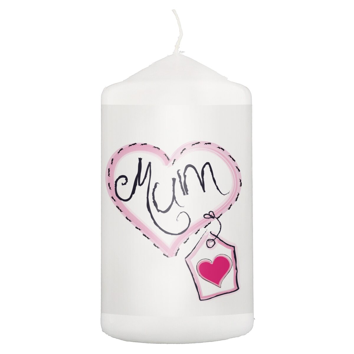 Mum Heart Stitch Pillar Candle: 2 - Candles By Gift Moments