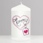 Mummy Heart Stitch Pillar Candle: 1 - Candles By Gift Moments