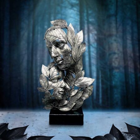 Natural emotion embrace silver statue 38cm