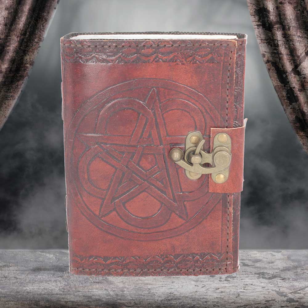 Nemesis Now Wiccan Lockable Pentagram Leather Embossed Journal: 1 - Leather Journals By Gift Moments