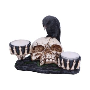 Nevermore Raven and Skull Candle Holder 15cm: 2 - Candles & Holders By Gift Moments