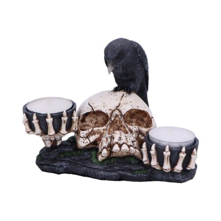 Nevermore Raven and Skull Candle Holder 15cm: 2 - Candles & Holders By Gift Moments