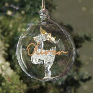 personalised gold glitter glass baubles