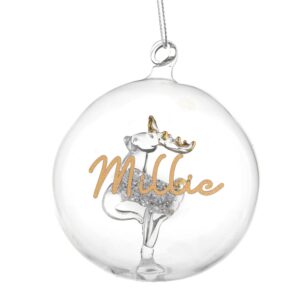 personalised gold glitter glass baubles