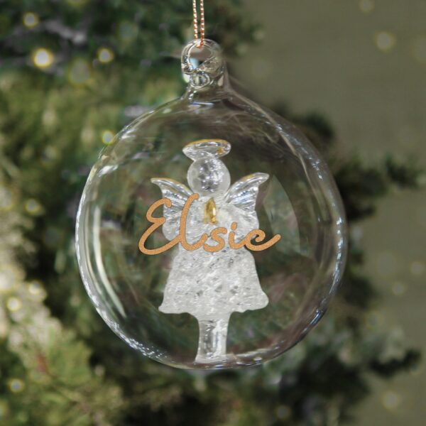 personalised gold glitter glass baubles