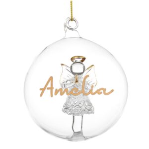 personalised gold glitter glass baubles