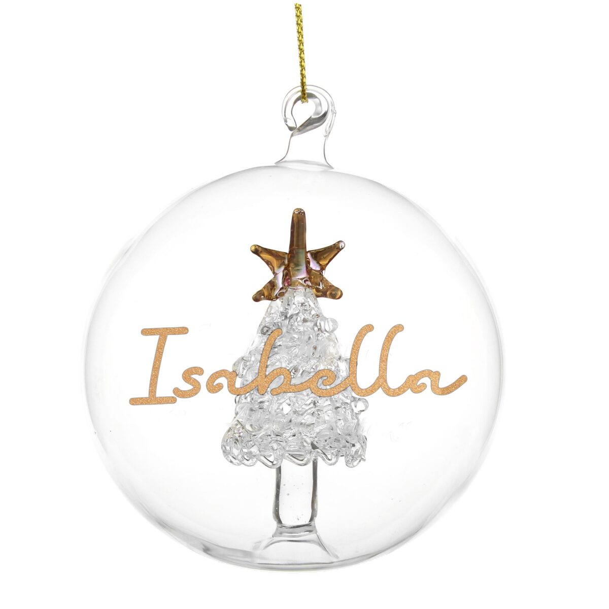 personalised gold glitter glass baubles