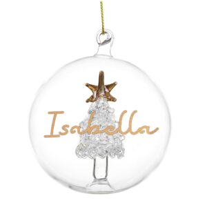 personalised gold glitter glass baubles