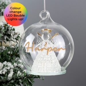 personalised christmas led angel bauble