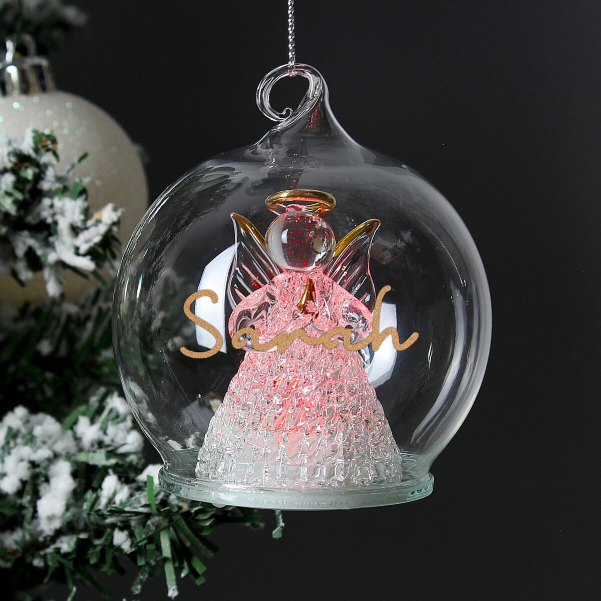 personalised christmas led angel bauble