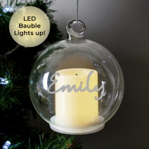personalised christmas led candle bauble