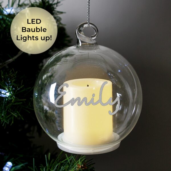 personalised christmas led candle bauble