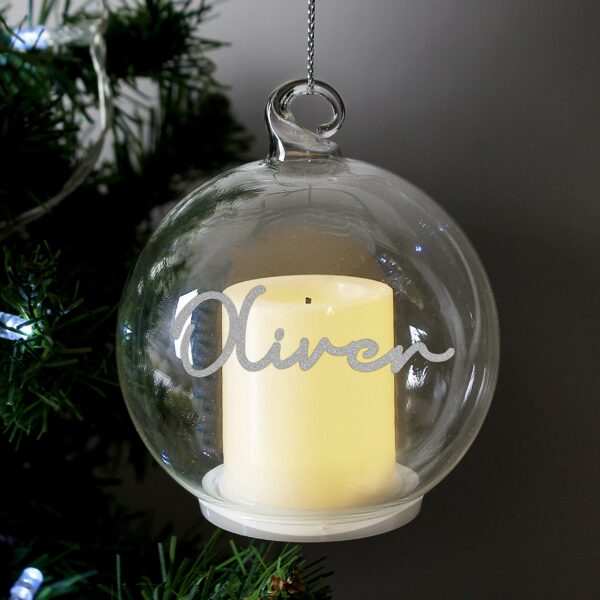 personalised christmas led candle bauble