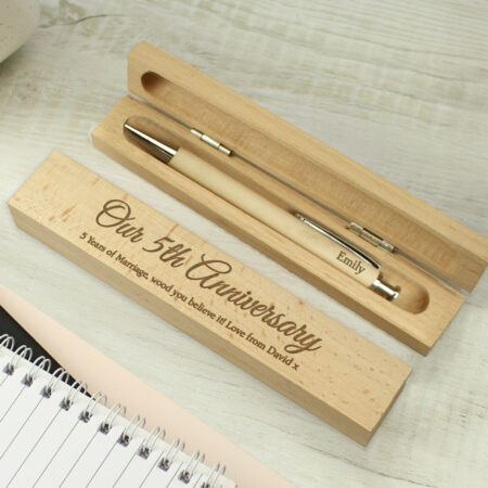 personalised any message wooden pen & box