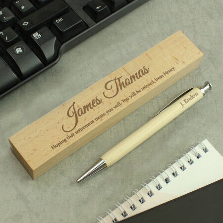 personalised any message wooden pen & box