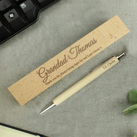 personalised any message wooden pen & box