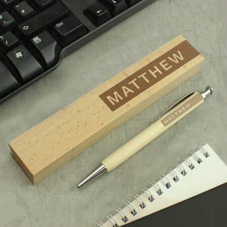personalised name only wooden pen and box