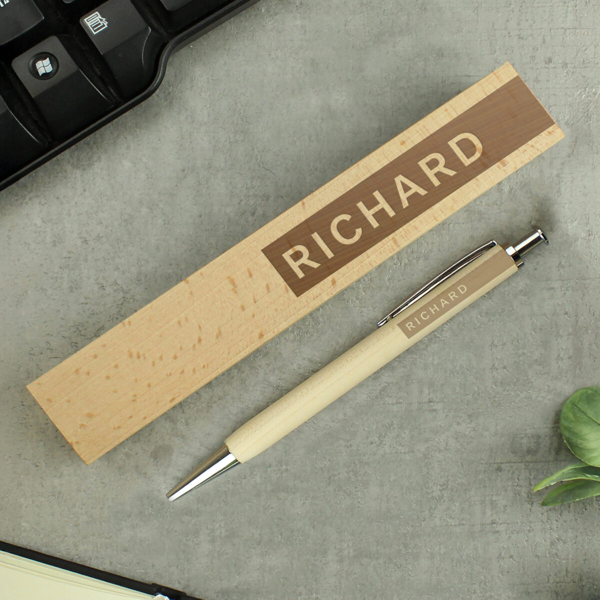 personalised name only wooden pen and box