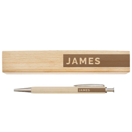 personalised name only wooden pen and box