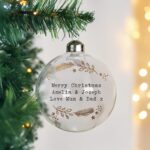 personalised gold wreath glass bauble