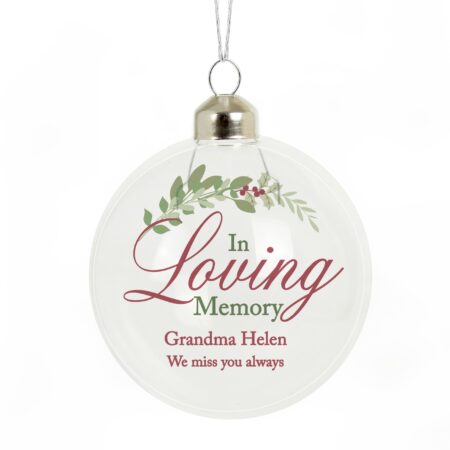 personalised in loving memory glass bauble