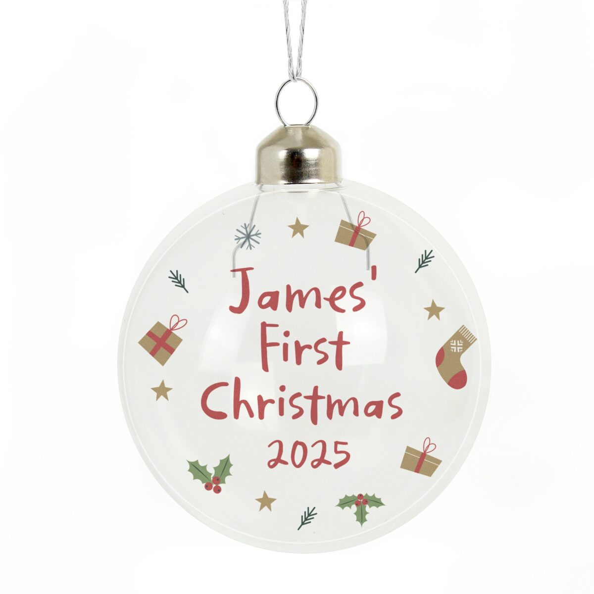 Personalised first christmas glass bauble