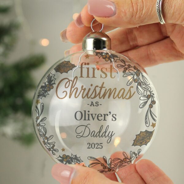 personalised first christmas as... glass bauble