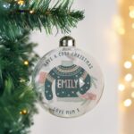 personalised cosy christmas glass bauble