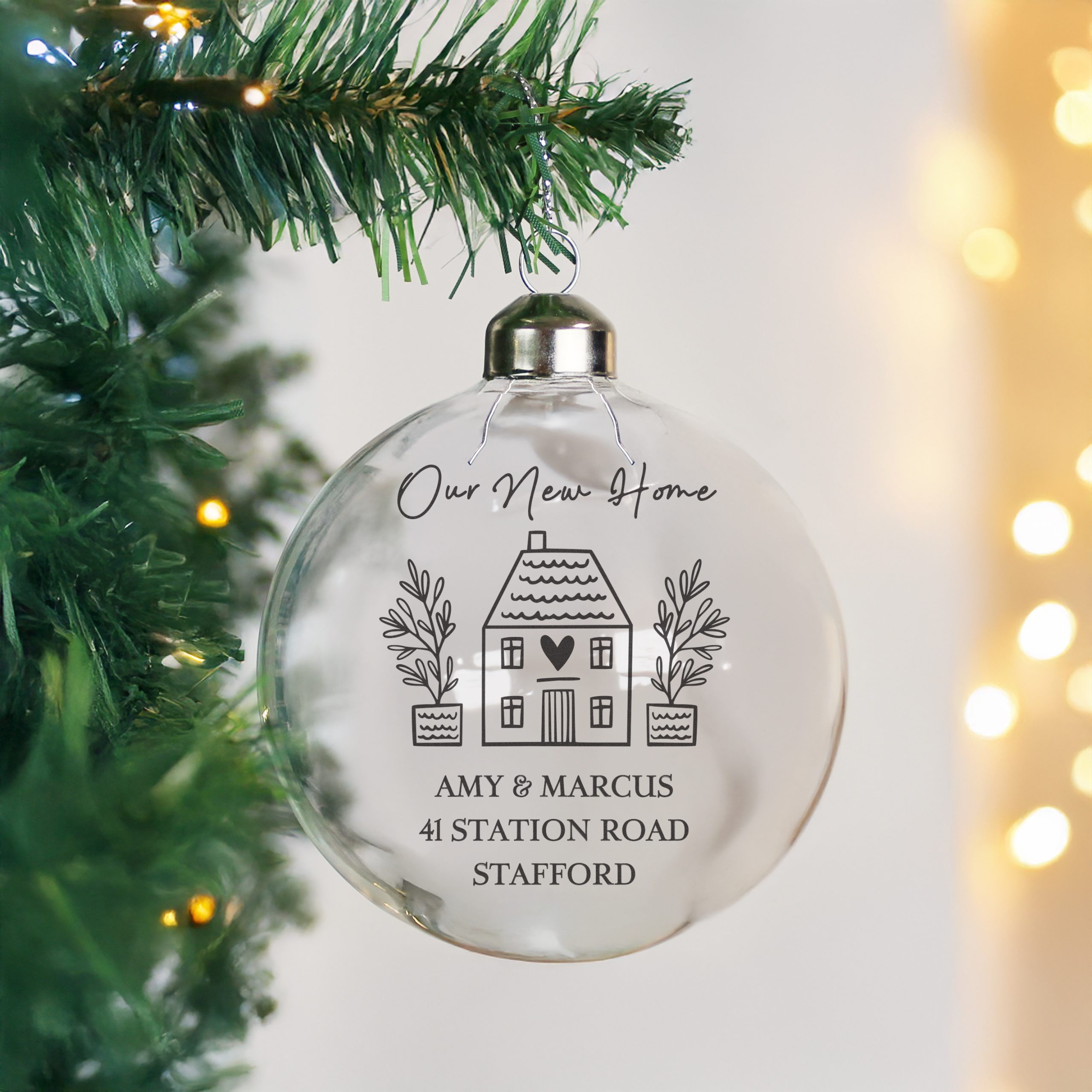 personalised home glass bauble