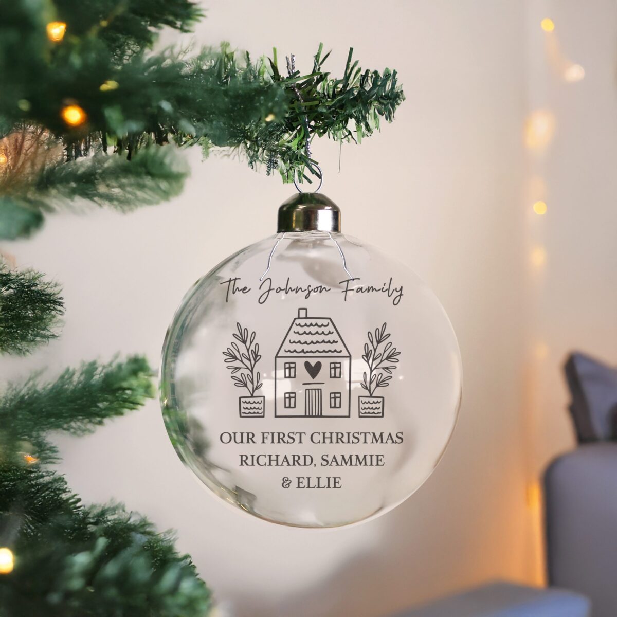 personalised home glass bauble