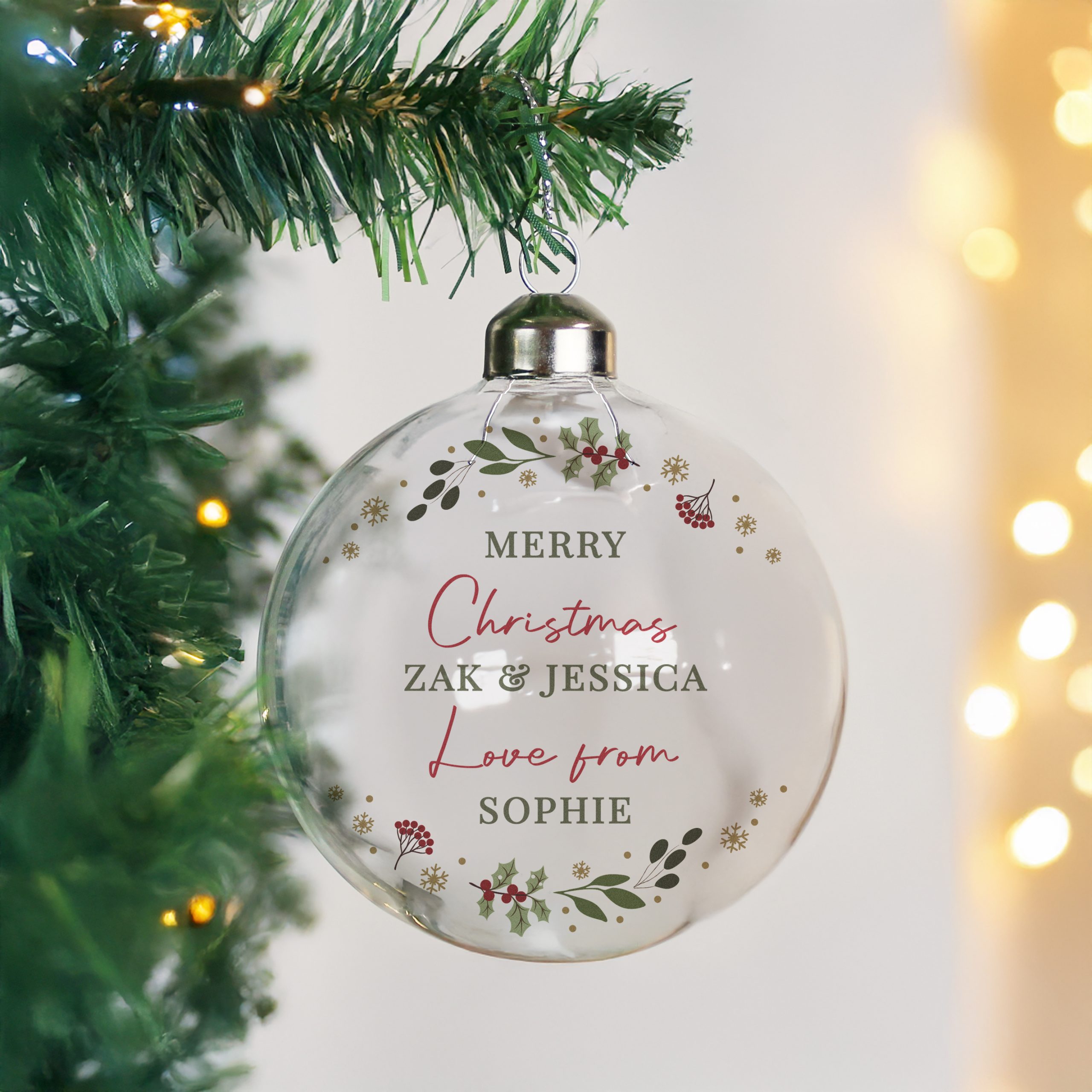 personalised christmas glass bauble
