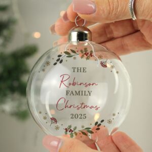 personalised christmas glass bauble