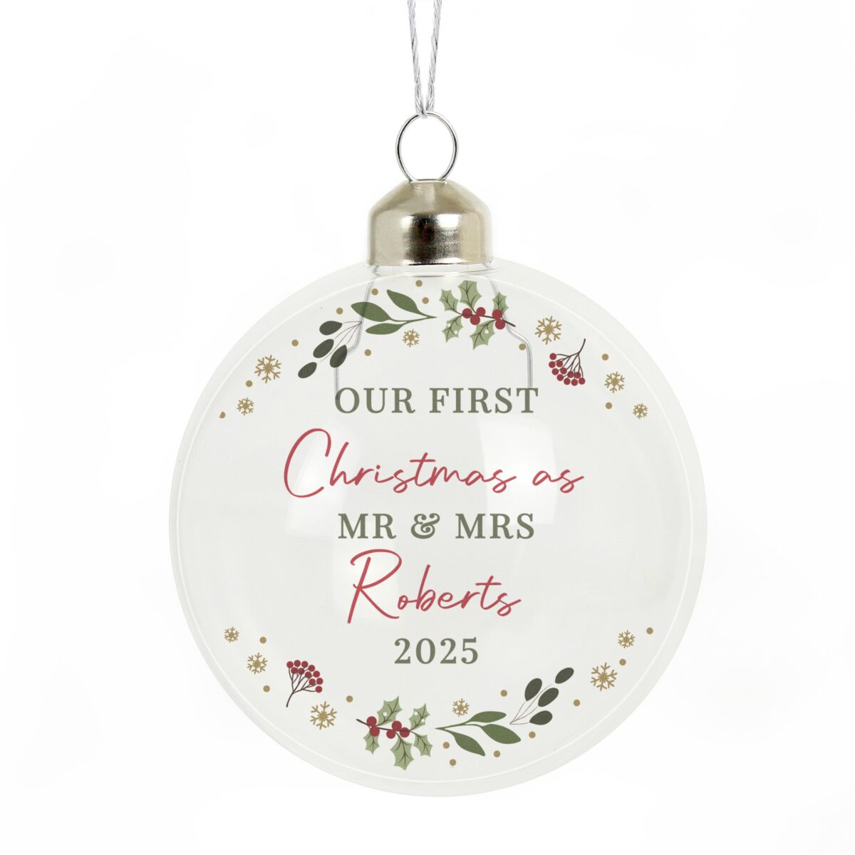 personalised christmas glass bauble