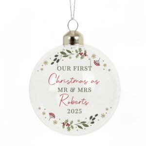 personalised christmas glass bauble