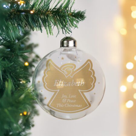 personalised gold angel glass bauble