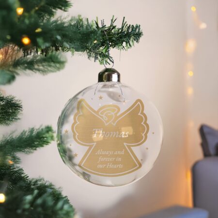 personalised gold angel glass bauble