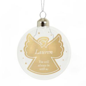 personalised gold angel glass bauble