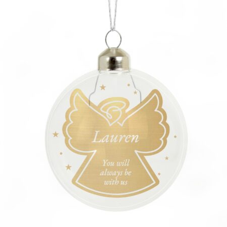 personalised gold angel glass bauble