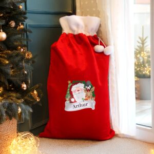 personalised christmas santa red sack