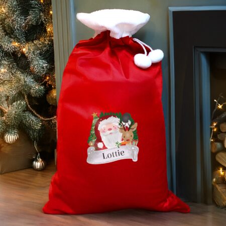 personalised christmas santa red sack
