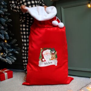 personalised christmas santa red sack