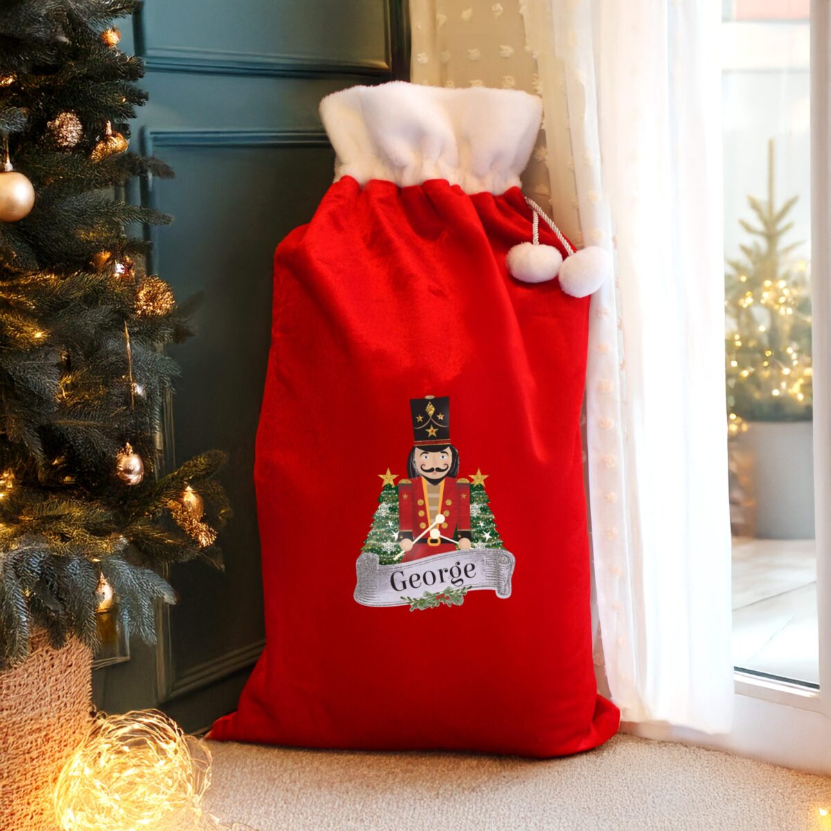personalised nutcracker red sack